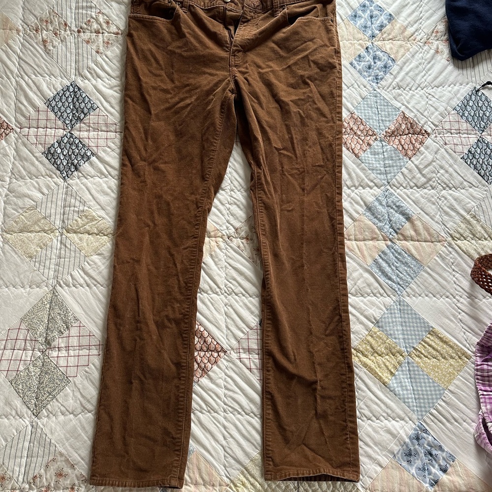 Brown J. Crew Slim Corduroy Pants